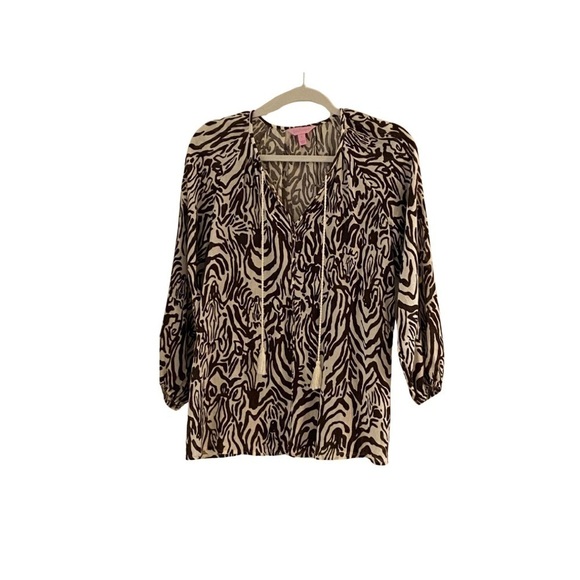 EUC Lily Pulitzer Brown & Ivory Tunic - Picture 2 of 8